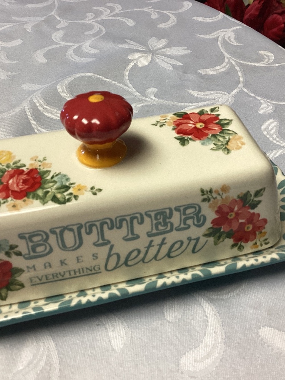 pioneer woman butter dish with lid stoneware. Beautiful